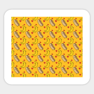 Hotdog Banana Love Pattern Sticker